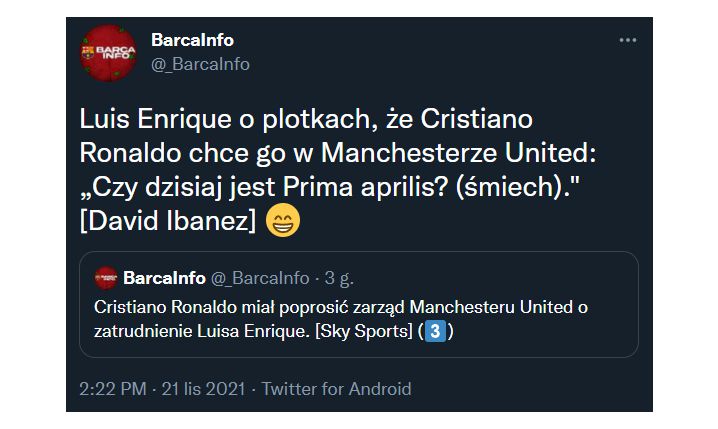 REAKCJA Luisa Enrique na plotki, że Ronaldo chce go w Manchesterze United! :D